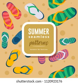 SUMMER seamless patterns : Sandals No OutLine