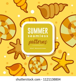SUMMER seamless patterns : Shell White Color Monochrome