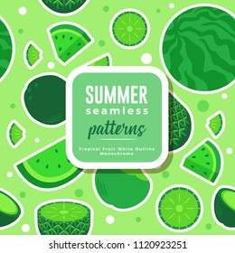 SUMMER seamless patterns : Tropical Fruit White Outline
Monochrome