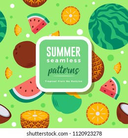 SUMMER seamless patterns : Tropical Fruit No Outline