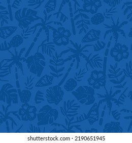 Summer seamless pattern.Tropical leaf, palm tree, pineapple vector print. Fun t-shirt design.Vector illustration design for fashion fabrics, textile graphics, print.