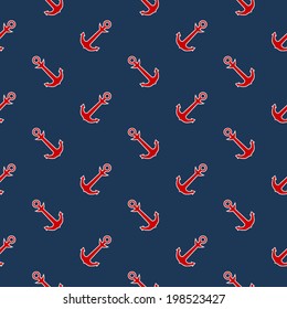 Summer seamless sea pattern. Nautical backgrounds with anchors. Marine theme.Vector illustration