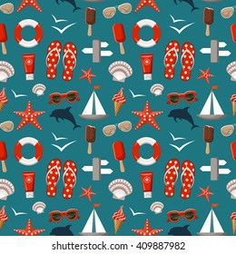 Summer seamless sea patterns. Vector