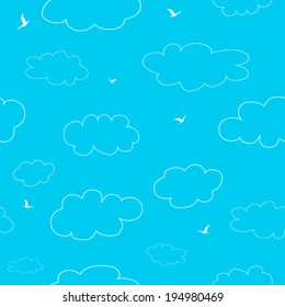 Summer seamless Sky view poster. Vector background illustration