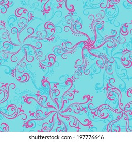 Summer seamless swirly floral pattern.