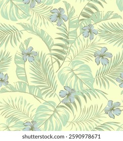 Summer seamless tropic pattern. Jungle vector background. Tropical  print.