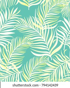 Summer seamless tropical background. Pattern with palm leaves.