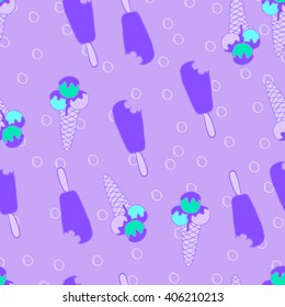 Summer Seamless Vector Pattern Design with Illustrated Ice Creams