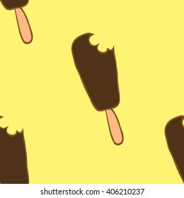 Summer Seamless Vector Pattern Design with Illustrated Ice Creams