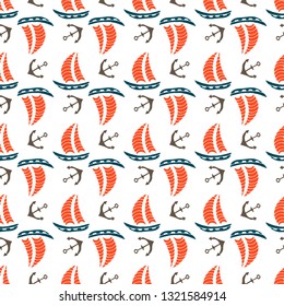 Summer seamless vector pattern on the marine theme.