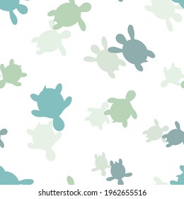 Summer seamless vector pattern with various cute turtles. Vintage pastel pattern. hand drawn Sea life background for kids fashion, nursery art, print, gift, fabric, wallpaper, wrapping paper, textile.