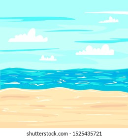 Summer seascape. The beach and the ocean.