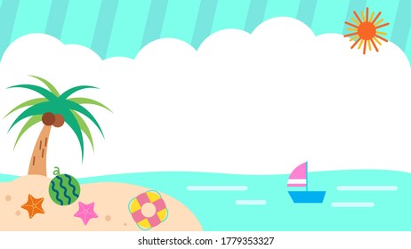 Summer seaside background illustration material