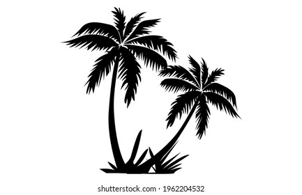 Summer Seaside Coconut Two Trees Vector and Clip Art