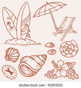 Summer seaside doodles - Hand drawn collection in vector