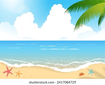 Summer seaside landscape vector illustration