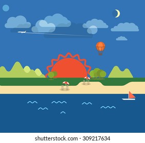 Summer seaside vacation illustration
