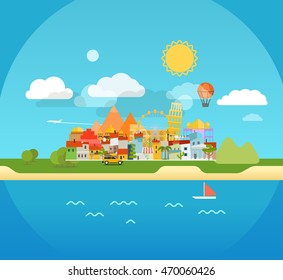 Sommerurlaub an der Küste Illustration