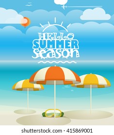 Summer seaside vacation illustration. Seacoast vacation concept
