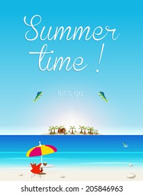 Summer Seaside View Poster, easy all editable