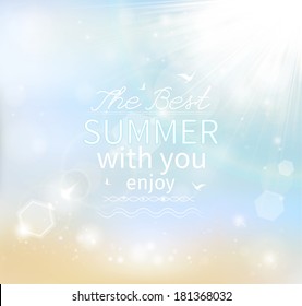Summer, Seaside view poster. Vector background