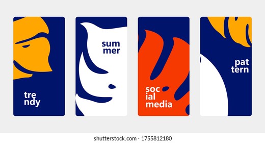 Summer season background social media banner pattern with floral and
monstera leaves plant. Trendy stylish flat minimal poster, flyer cover colorful vector illustration.
