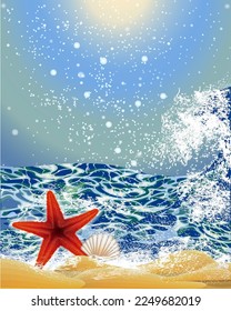 Summer season background with Starfish, vector illustration