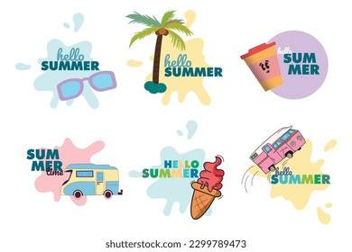 summer season badge design element