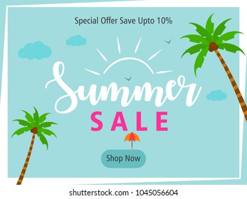 Summer Season Banner or Flyer Design, Vector Illustration.