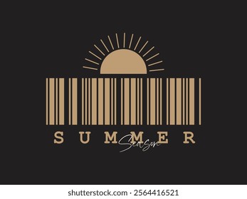 Summer season barcode design modern and minimalist art