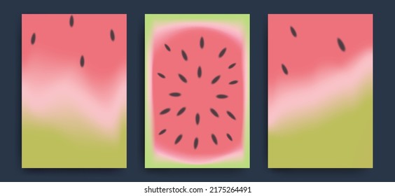 Summer season blurred background with abstract soft color gradient patterns. Summer collection for brochures, posters, banners, flyers and cards. Watermelon palette. Vector