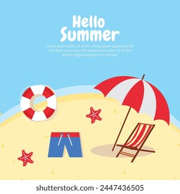 Summer season celebration flat background