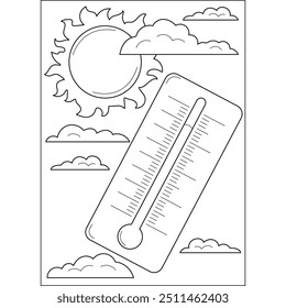 summer season coloring book page for kids and adults creative coloring mindful relaxation activity