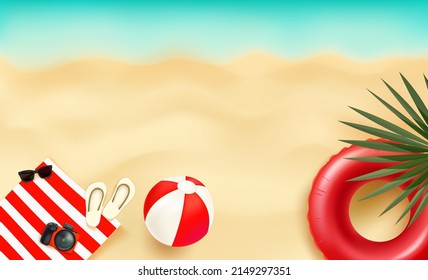 Summer season composition with accessories and copy space