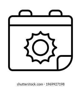 summer season date time single icon with outline style