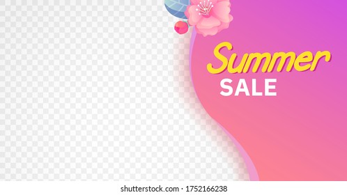 Summer season decorative corner sticker with text. Vector banner design for greeting and advertising products.