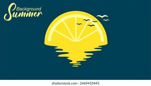 summer season design, vector illustration graphic. lemon and seagull