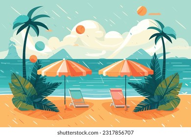 ilustración vectorial de diseño plano de temporada de verano, ilustración vectorial de la temporada de verano
