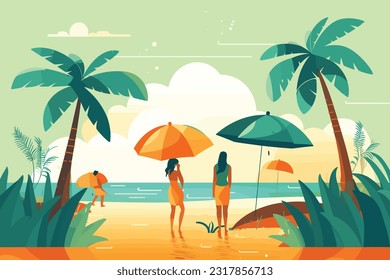 summer season flat design vector illustration, summer season background vector illustration