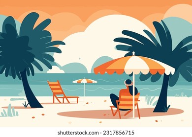 summer season flat design vector illustration, summer season background vector illustration