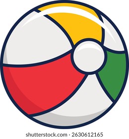 Summer season fun with a red, yellow, and green beach ball. Perfect for summer advertisements, vacation brochures, and colorful designs.