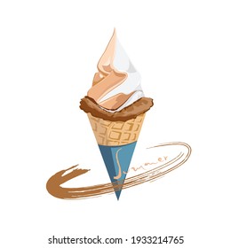 summer season illustration of ice cream in cone