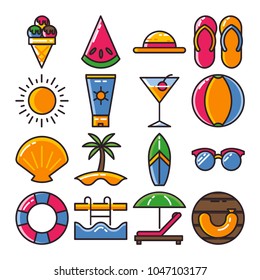 Summer Season Line Icon Full Color Vector