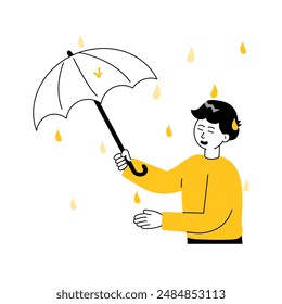 Summer season, rainy day character vector illustration in modern style