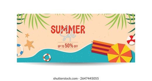 Summer season sale banner, Offer banner design template for summer sale, web banner design layout, Hot summer sale web banner design.