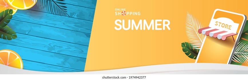 summer season sale and wood tropical background and yellow lamon 
