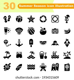 summer season Solid Glyph Icon Set,palm, plant, poster, sale, sea, season, travel, tropical,summer holiday vector illustration