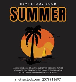 summer season t shirt design sun set background