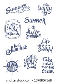 summer season themed hand lettering typography design vector