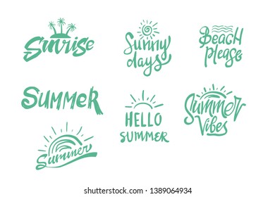 summer season themed hand lettering typography design 